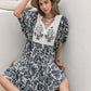 Printed Tie Neck Midi Dress
