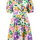 Printed Surplice Short Sleeve Dress