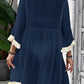 Fringe Tie Neck Three-Quarter Sleeve Cover Up