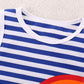 Girls Rainbow Graphic Striped Sleeveless Dress