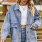 Collared Neck Button Up Denim Jacket