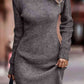 Rib-Knit Round Neck Sweater Dress