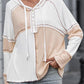 Multicolor Colorblock Ribbed Henley Hoodie