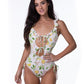 LEMON PRINT RUFFLE TRIM ONE PIECE SWIMSUIT
