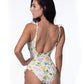 LEMON PRINT RUFFLE TRIM ONE PIECE SWIMSUIT