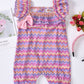 Baby Girl Printed Bow Detail Square Neck Romper