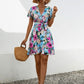 Printed Surplice Tie Waist Mini Dress