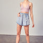 WIDE WAIST BAND DESTROYED FRAYED DENIM SHORTS