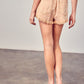 WIDE WAIST BAND DESTROYED FRAYED DENIM SHORTS