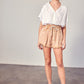 WIDE WAIST BAND DESTROYED FRAYED DENIM SHORTS