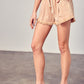 WIDE WAIST BAND DESTROYED FRAYED DENIM SHORTS