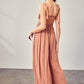 FRONT CHEST V LINE SMOCKED JUMPSUIT