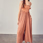 FRONT CHEST V LINE SMOCKED JUMPSUIT