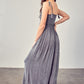 FRONT CHEST V LINE SMOCKED JUMPSUIT