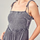 FRONT CHEST V LINE SMOCKED JUMPSUIT