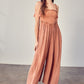 FRONT CHEST V LINE SMOCKED JUMPSUIT