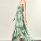 DRAWSTRING WAIST TIE DYE TUBE MAXI DRESS