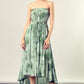 DRAWSTRING WAIST TIE DYE TUBE MAXI DRESS