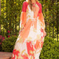 LONG SLEEVE V-NECK CHIFFON DRESS