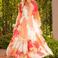 LONG SLEEVE V-NECK CHIFFON DRESS