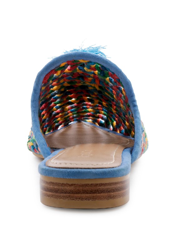 ZOOEY COLORFUL WOVEN FLAT MULES