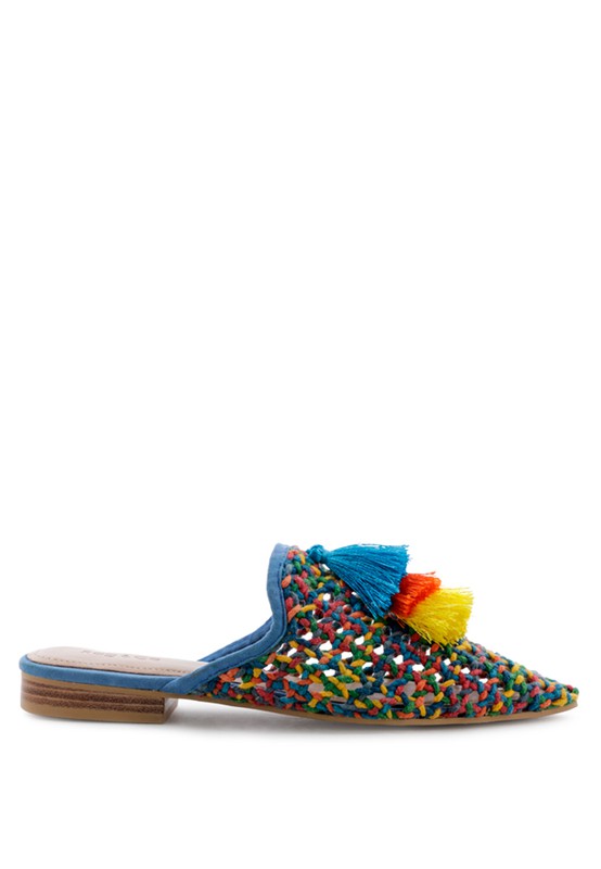 ZOOEY COLORFUL WOVEN FLAT MULES