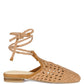 BARTSI HANDWOVEN COTTON TIE UP MULE FLATS