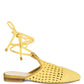 BARTSI HANDWOVEN COTTON TIE UP MULE FLATS