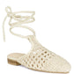 BARTSI HANDWOVEN COTTON TIE UP MULE FLATS