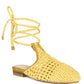 BARTSI HANDWOVEN COTTON TIE UP MULE FLATS