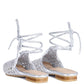 BARTSI HANDWOVEN COTTON TIE UP MULE FLATS