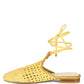 BARTSI HANDWOVEN COTTON TIE UP MULE FLATS