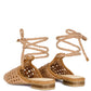 BARTSI HANDWOVEN COTTON TIE UP MULE FLATS