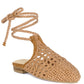 BARTSI HANDWOVEN COTTON TIE UP MULE FLATS