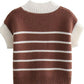 Striped Round Neck Short Sleeve Sweater