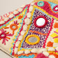 Multi Color Pattern Wood Frame Clutch Bag