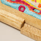 Multi Color Pattern Wood Frame Clutch Bag