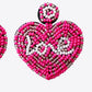 LOVE Beaded Heart Earrings