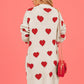 Heart Graphic Open Front Cardigan with Pockets