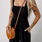 Smocked Square Neck Wide Leg Jumpsuit with Pockets
