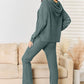 Basic Bae Full Size Ribbed Drawstring Hood Top and Straight Pants Set