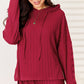 Basic Bae Full Size Ribbed Drawstring Hood Top and Straight Pants Set