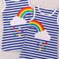 Girls Rainbow Graphic Striped Sleeveless Dress