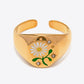 Flower Pattern Stainless Steel Open Ring