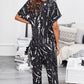 Tie-Dye V-Neck Tee and Joggers Lounge Set