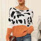 Full Size Two-Tone Boat Neck Sweater