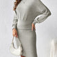Ribbed Round Neck Top and Skirt Set