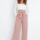Tie Front Paperbag Wide Leg Pants