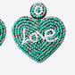 LOVE Beaded Heart Earrings