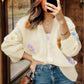 Flower Button Up Long Sleeve Cardigan